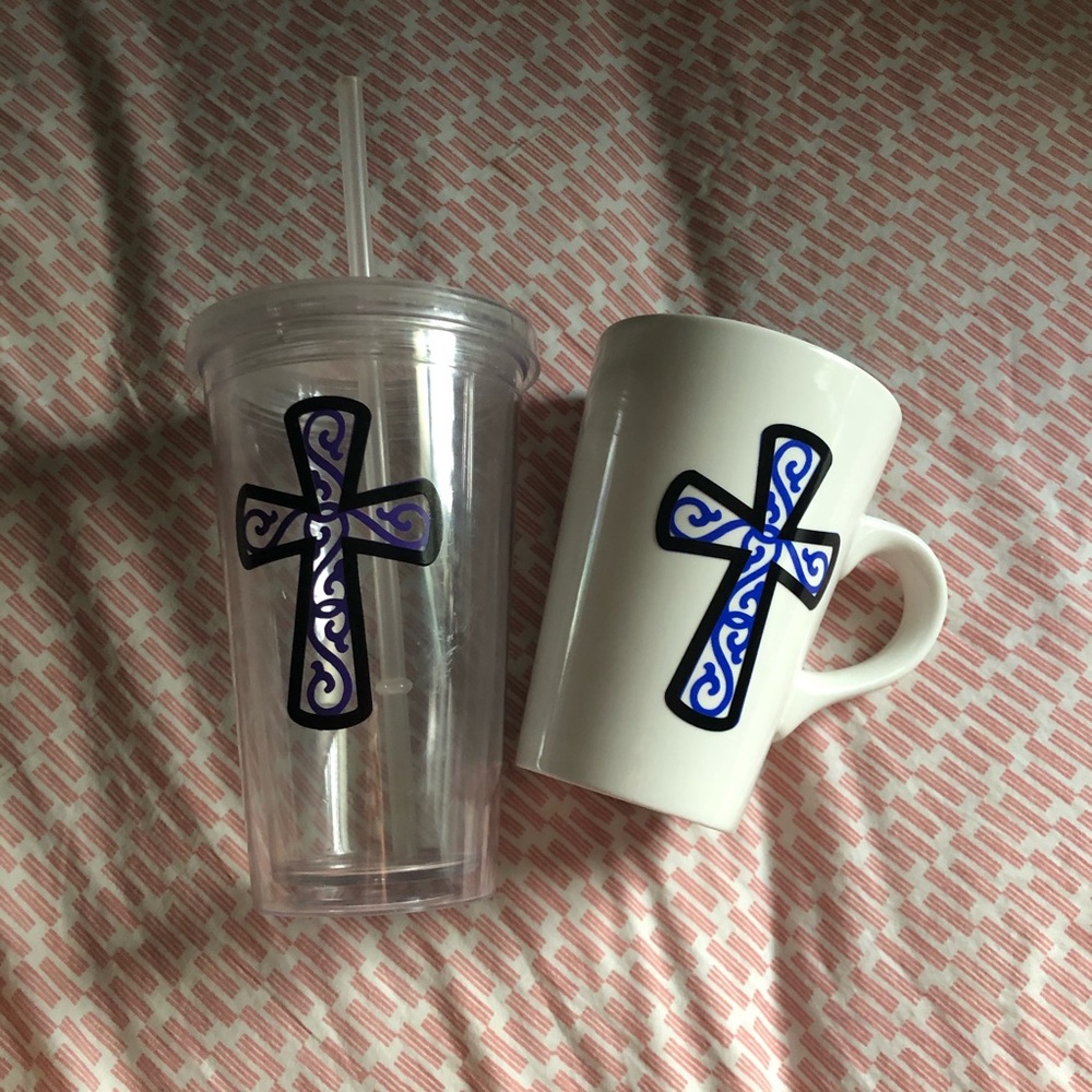 SOLD: Cross tumbler and mug